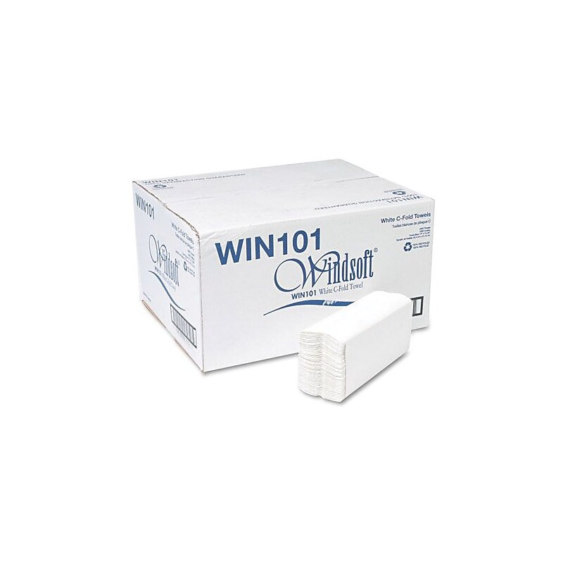 Windsoft C-Fold Paper Towel, 1-Ply, 150 Sheets/Pack, 2400 Sheets/Carton (WIN 101) image 1