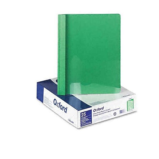 Oxford Clear Front Report Cover with Green Leatherette Back Cover, 8 1/