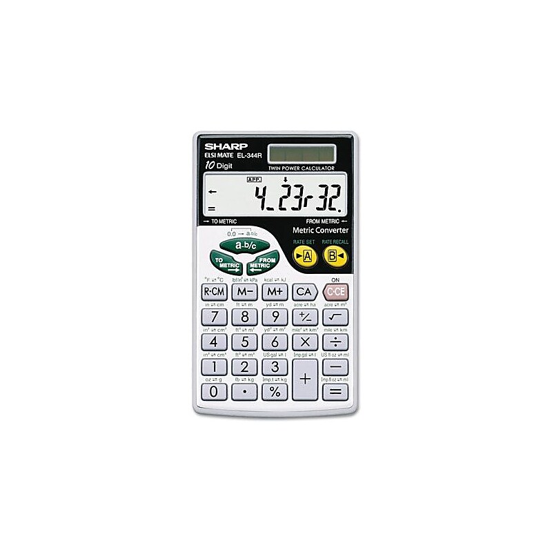 Sharp Wallet 10-Digit Battery/Solar Powered Basic Calculator, Gray (EL344RB) image 1