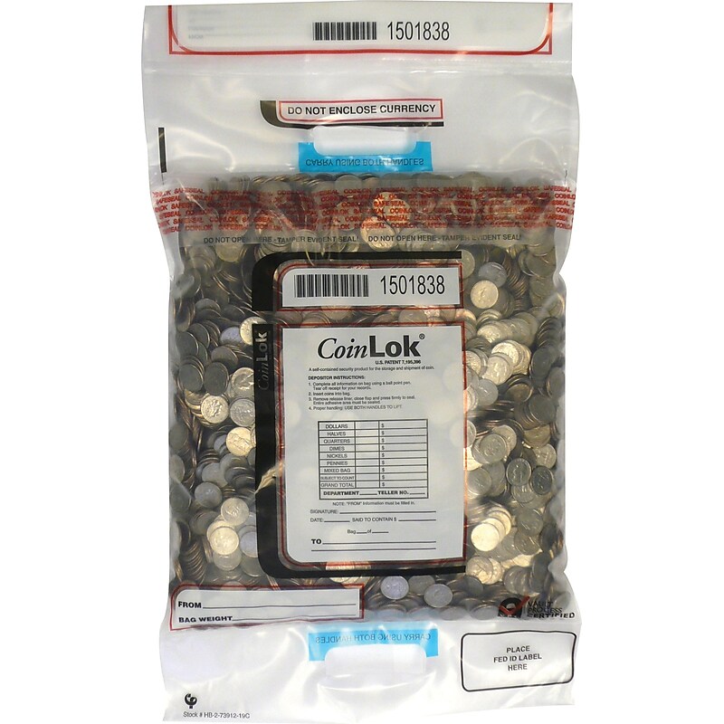 CoinLok Deposit Bags, Clear, 50/Pack (585097) image 1