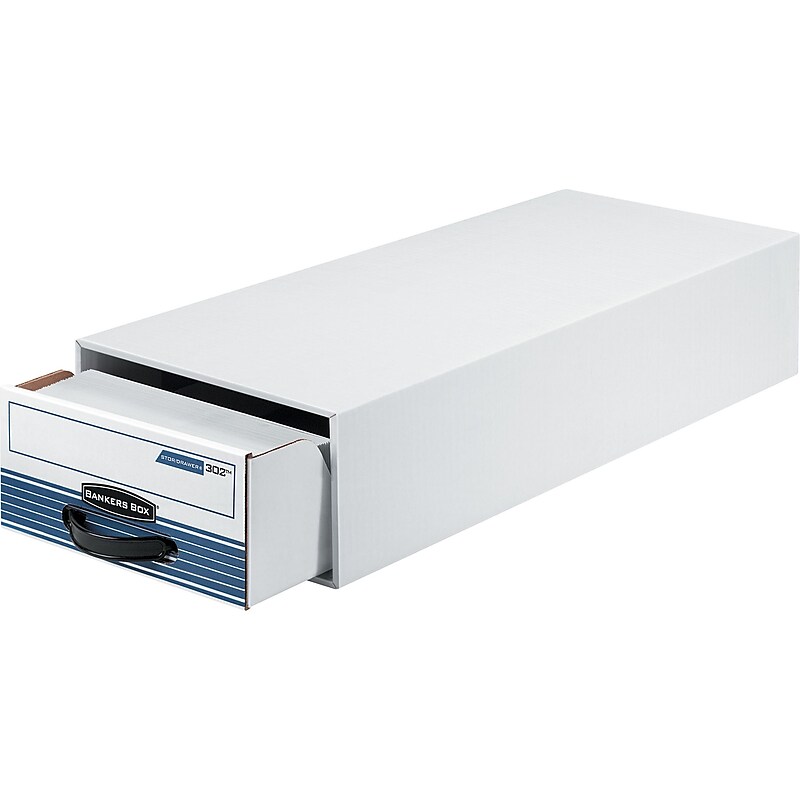 Bankers Box Stor/Drawer Steel Plus Storage Drawers, White/Blue, 12/Ct (00306) image 1