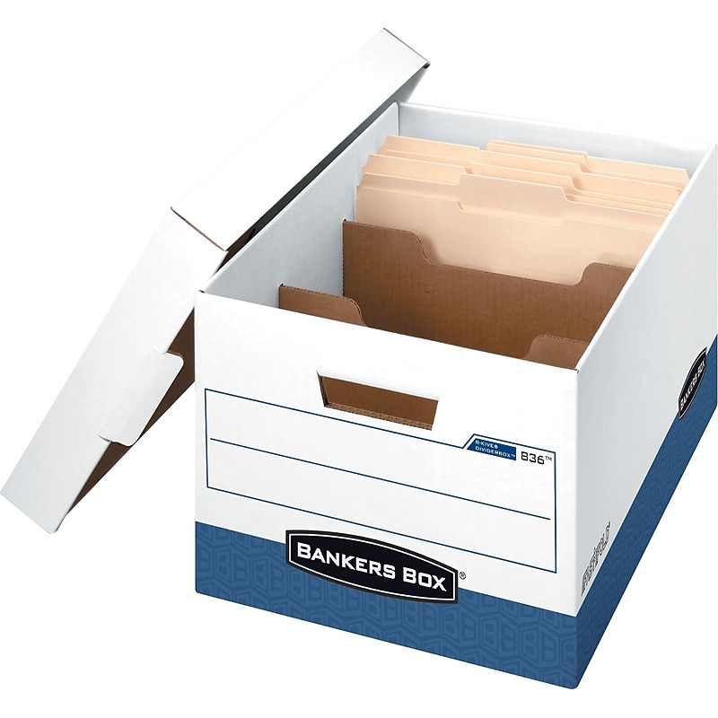 Bankers Box File Storage Box, Letter/Legal Size, White, 10"H x12"W x15"D, 12/Carton image 1