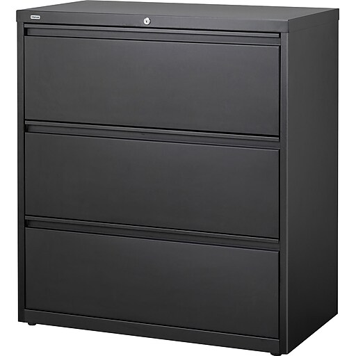 staples commercial 3-drawer lateral file cabinet, black | staples
