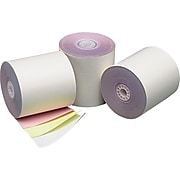 Three-Ply Cash Register/POS Rolls, 3" x 70 ft., White/Canary/Pink, 50/Carton