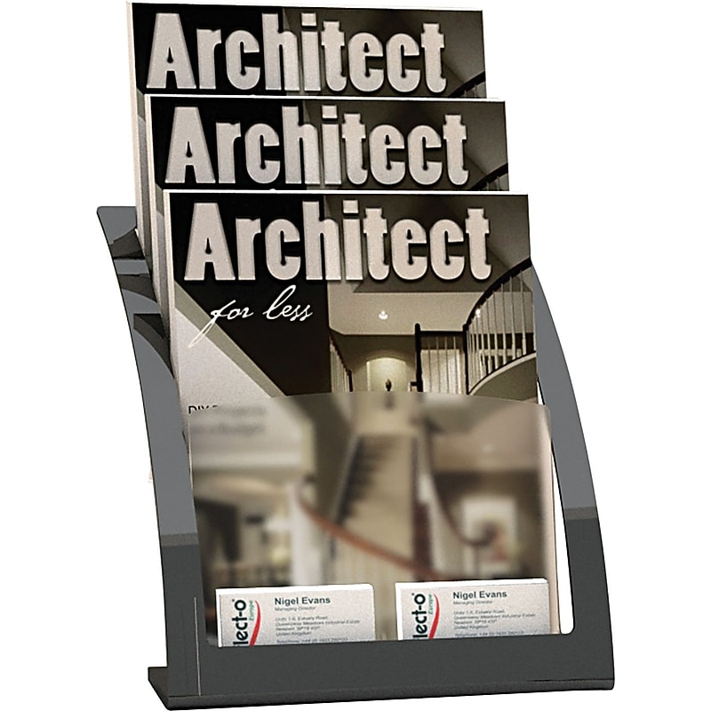 Three-Tier Magazine Holder, 11-1/4w x 6-15/16d x 13-5/16h, Black image 1