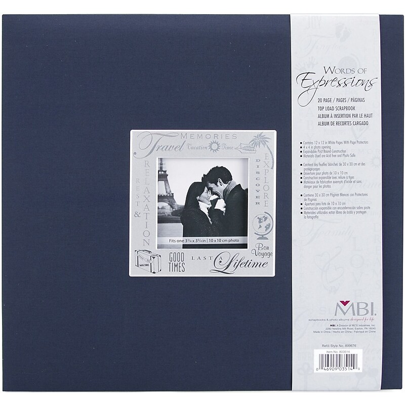 MBI Fabric Post Bound Scrapbooking Album, 12" x 12", Navy (803-514) image 1