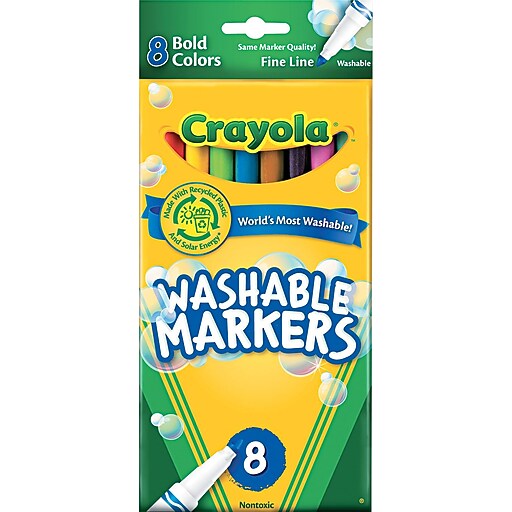 Crayola Washable Markers, Fine Point, Bold Colors, 8/Set Staples