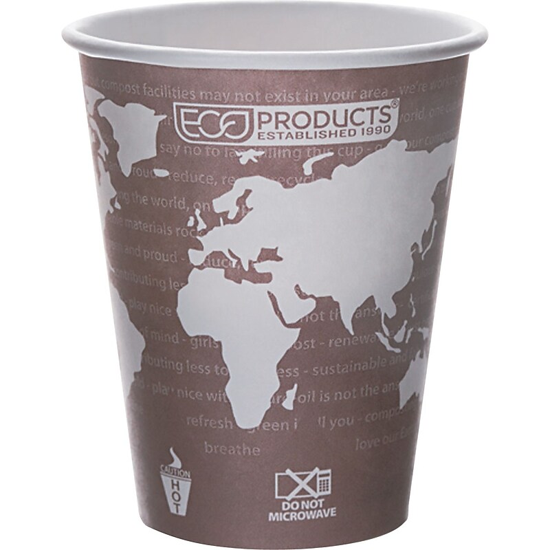 Eco-Products World Art Paper Hot Cups, 8 oz., Plum, 50/Pack (ECOEPBHC8WA) image 1
