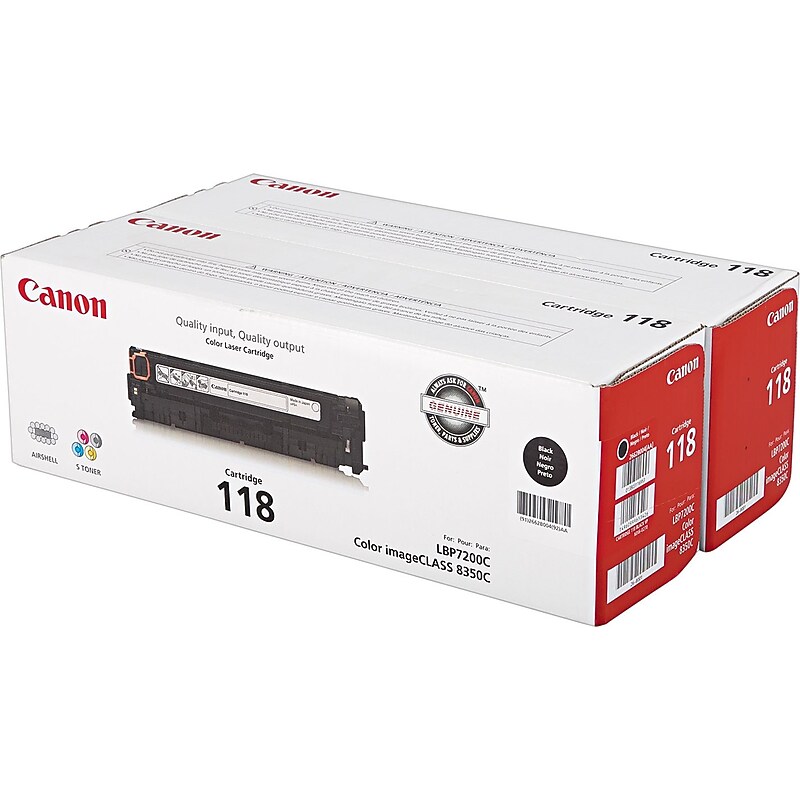Canon 118 Black Standard Yield Toner Cartridge, 2/Pack (2662B004AA) image 1