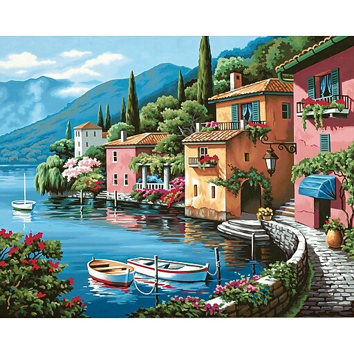 Dimensions Paint By Number Craft Kit Painting, 20" x 16", Lakeside Village (91425) at Staples