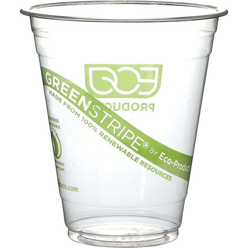 Eco-Products 10 Oz. GreenStripe® Cold Corn Cups, Clear, 50/Pack (EP-CC10-GS) image 1