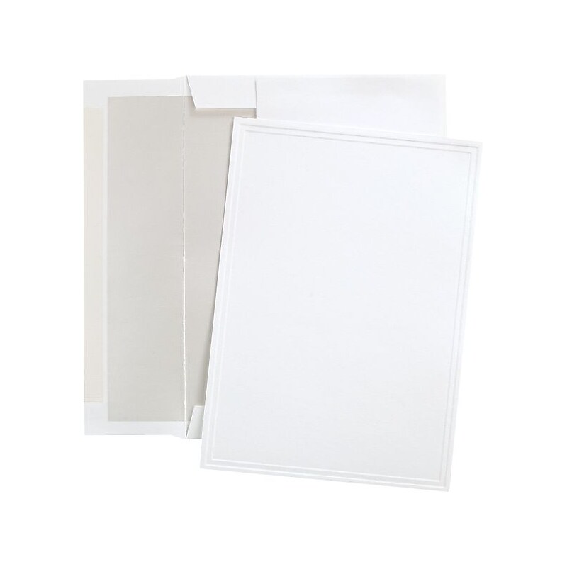 Great Papers® Triple Embossed White Flat Card Invitations with Pearl Lined Envelopes, 25/Pack image 1