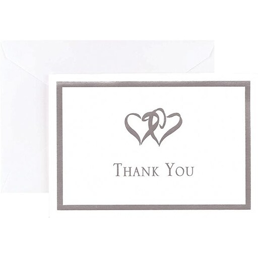 Great Papers® Silver Foil Double Heart Thank You Note Cards and