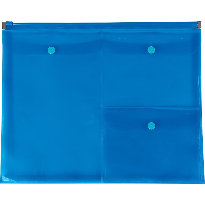 Staples Poly Zip Envelopes with Pockets, Letter Size, Blue (23229) image 1