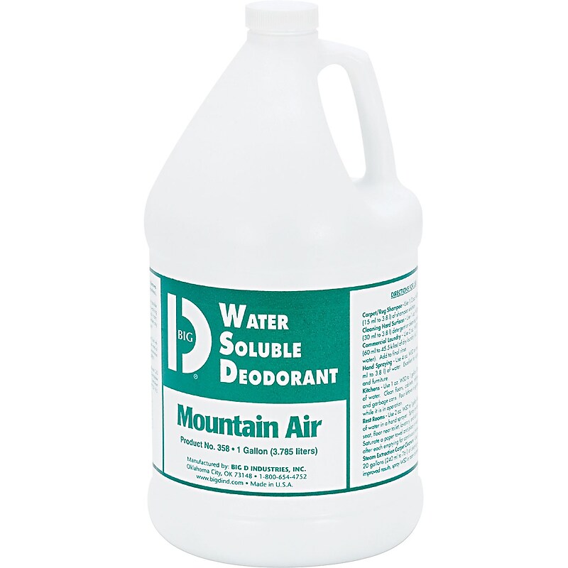 Big D Industries Deodorizer Water-Soluble Deodorant, Mountain Air, 1 Gallon, 4/Carton (BGD1358) image 1