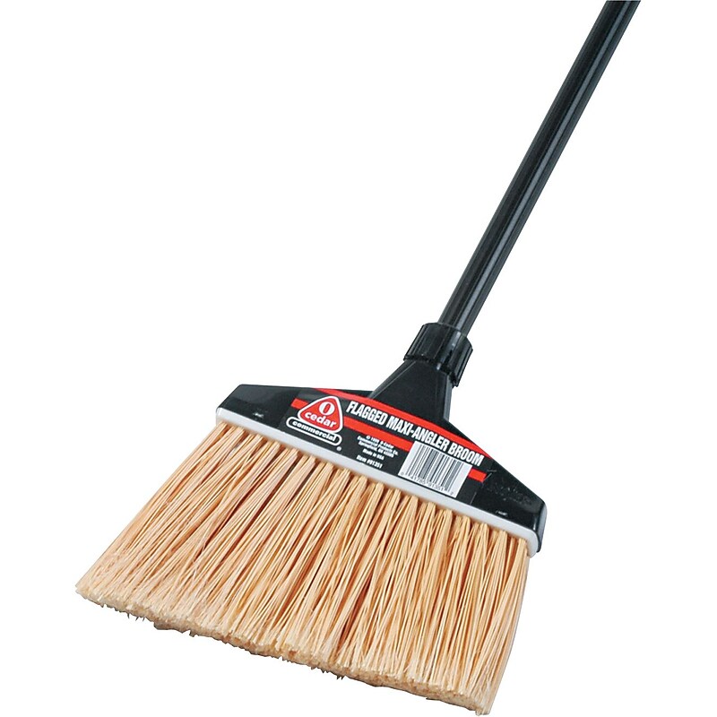 O-Cedar Commercial Maxi-Angler Broom, Polystyrene Bristles, 51" Aluminum Handle, Black, 4/Ctn (DVO91351CT) image 1