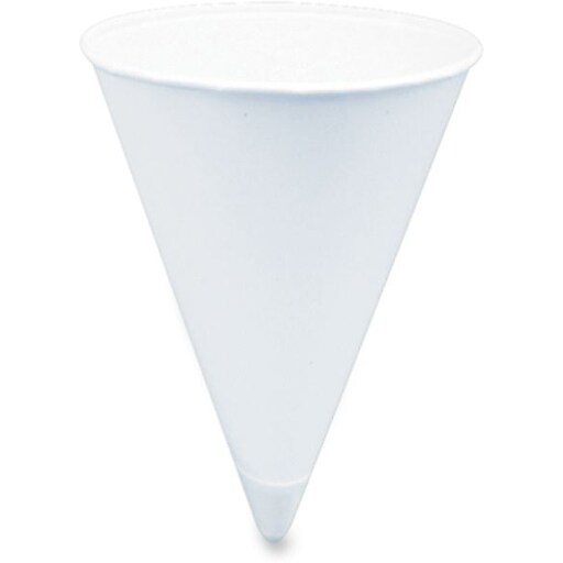 Solo ® Cone Shaped Paper Water Cup, 4 oz., White, 5000/Carton Staples