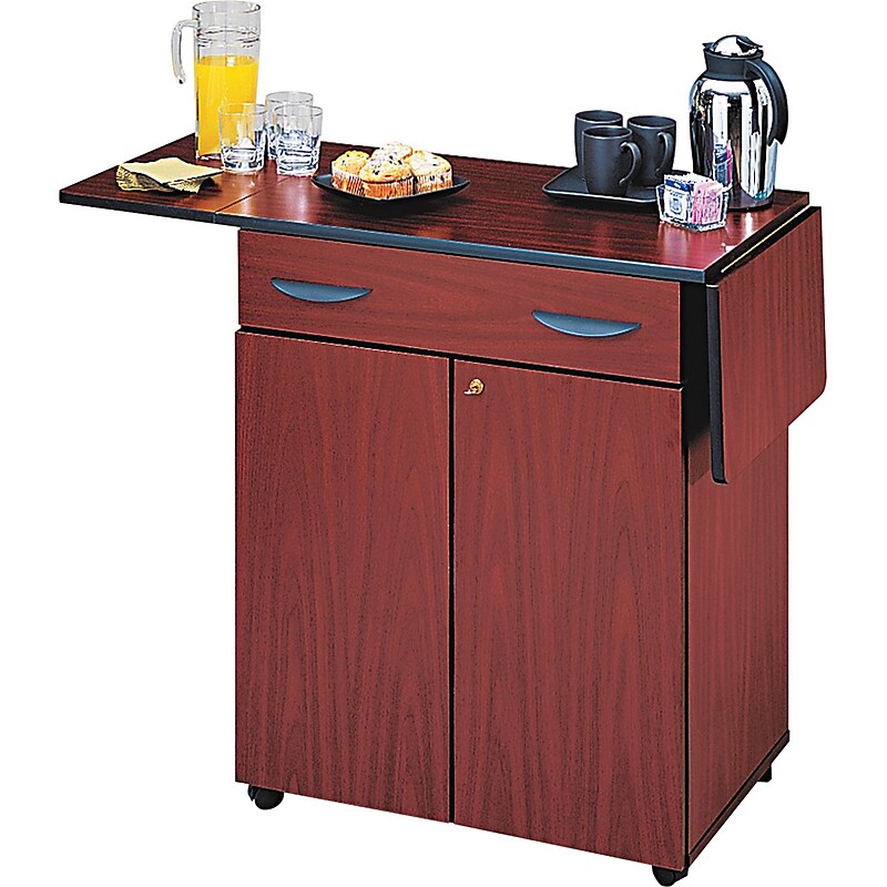 Safco® Hospitality Service Cart, Mahogany, 38 3/4"H x 32 1/2" - 56 1/4"W x 20 1/2" image 1