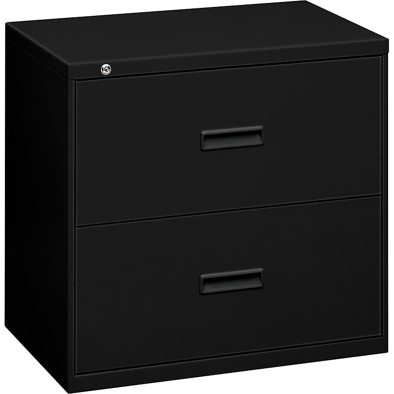 HON Lateral File, 2 Drawers, Molded Pull, 36"W, Black Finish (BSX482LP) image 1