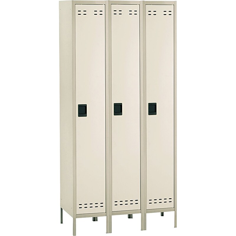 Safco® Steel Lockers, Single Tier, 3 Column, 3 Lockers, Tan, 78"H x 36"W x 18"D, 3/St (5525TN) image 1