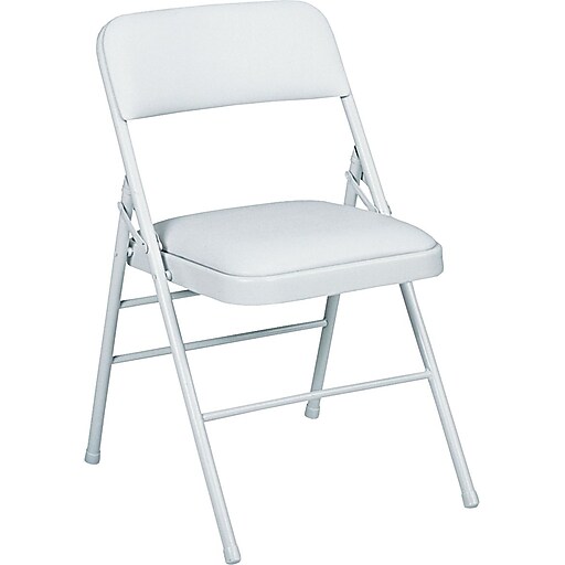 Bridgeport Deluxe Commercial Grade Folding Chairs Vinyl Cool Gray Seat 15 3 4 X 15 3 4 Back 18 W X 7 1 2 H 4 Ct