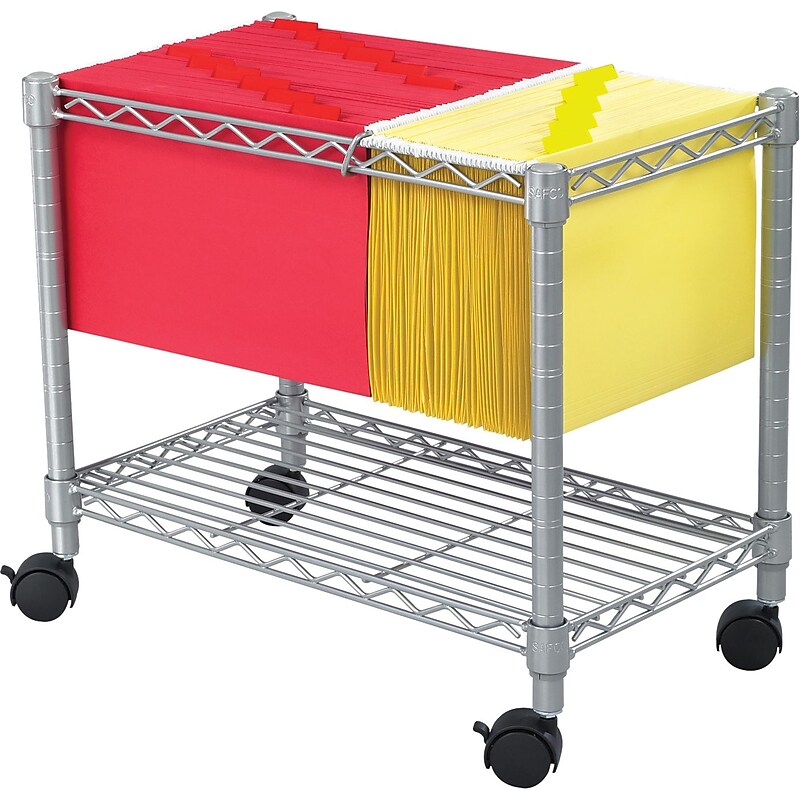 Safco Wire Mobile File Cart with Swivel Wheels, Gray (5201GR) image 1