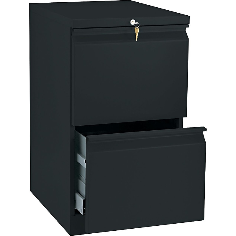 HON Brigade 2-Drawer Mobile Vertical File Cabinet, Letter Size, Lockable, 28"H x 15"W x 19.875"D, Black (H33820RP) image 1