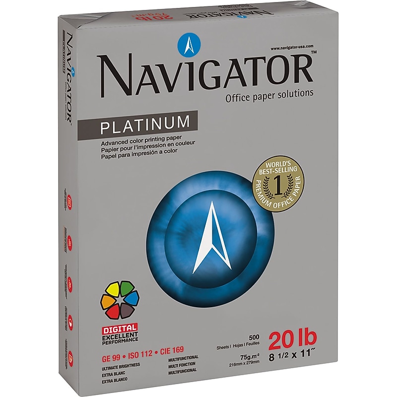 Navigator 8.5" x 11" Laser Paper, 20 Lbs., 100 Brightness, 5000/Carton (NPL1120) image 1