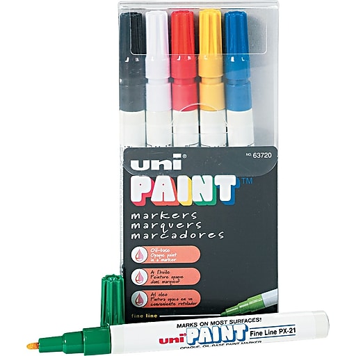 Uni® Paint Markers, Fine Point, Assorted Colors, 6/pk (63720) at Staples