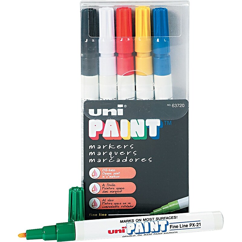 Sanford Oil Base Paint Markers, Fine Point, Assorted Colors, 6/Pack (63720) image 1