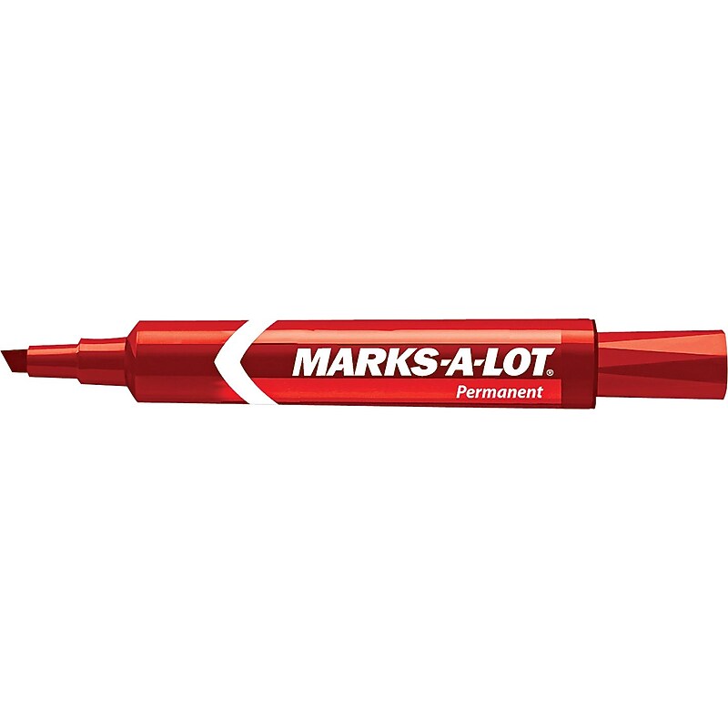 Marks-A-Lot® Permanent Marker, Regular Chisel Tip, Red, Dozen image 1
