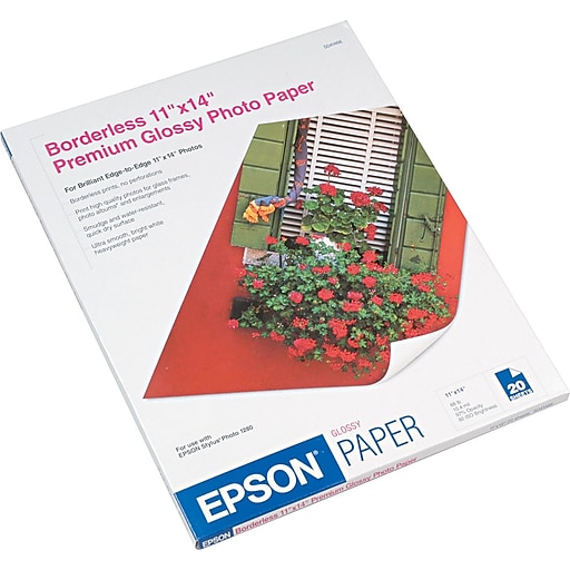 Epson Glossy Photo Paper, 11 x 14, 20 Sheets/Pack (S041466)