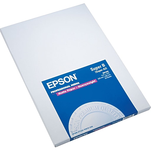 Epson Matte Presentation Paper, 13" x 19", 50 Sheets/Pack (EPSS041263