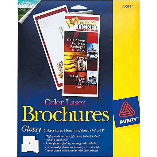 Avery TriFold Brochure Paper, White, 8 1/2"(W) x 11"(L), 50/Pack at