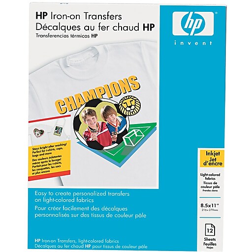 HP Iron-On Transfer Paper - Letter - 8 1/2 x 11 - 12 / Pack - White