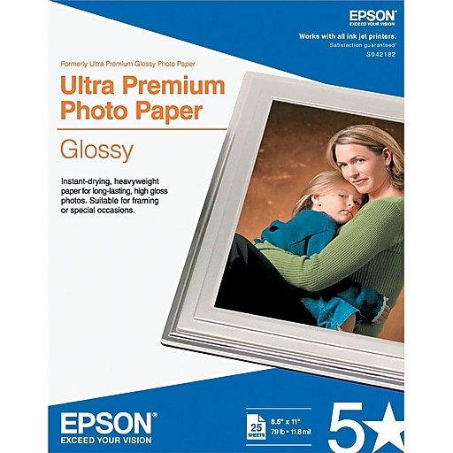Epson Ultra Premium Glossy Photo Paper, 8.5" x 11", 25 Sheets/Pack