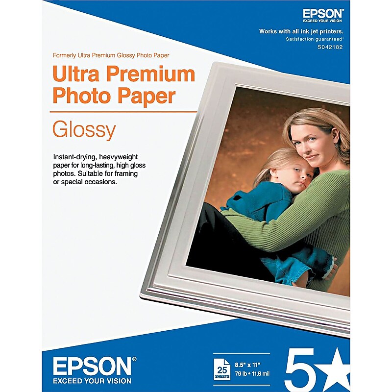 Epson Ultra Premium Glossy Photo Paper, 8.5" x 11", 25 Sheets/Pack (S042182) image 1