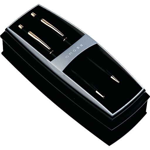 Cross® Classic® Century® Ballpoint Pen And Pencil Set, Black/23 Kt