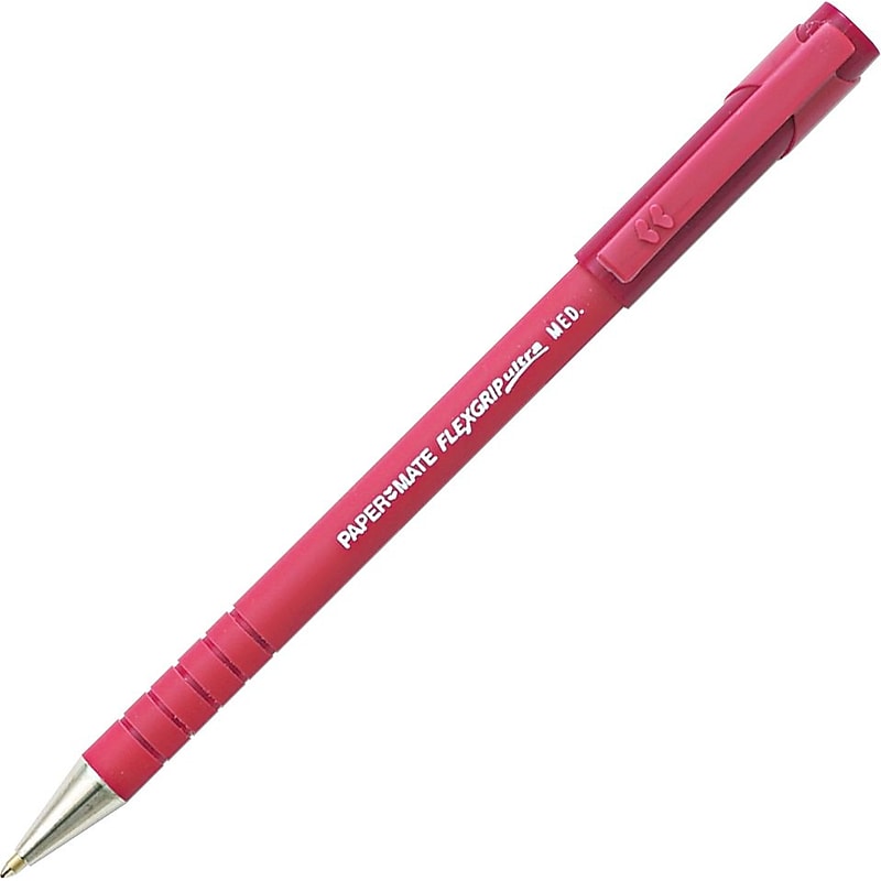Paper Mate FlexGrip Ultra Stick Ballpoint Pen, 1 mm Medium, Conical Tip, Red, Dozen image 1
