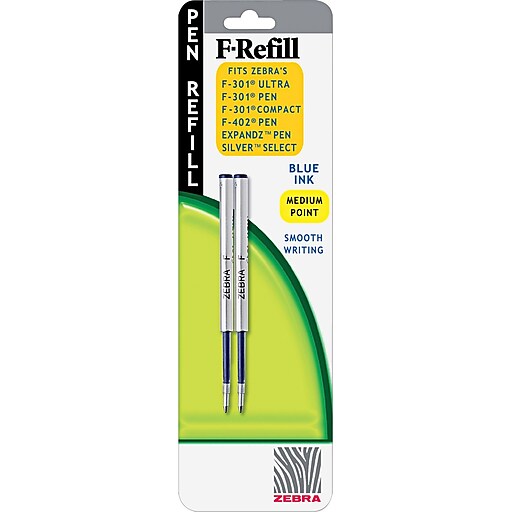 Zebra Refills For Zebra F301 F402 Notus 500 Ballpoint Pens Medium Point Blue Ink 2 Pk Staples