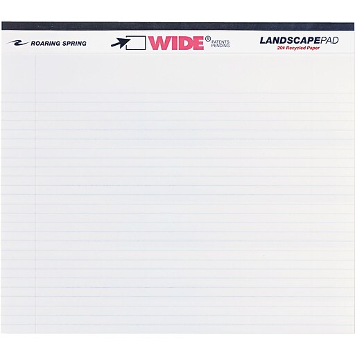 Shop Staples for WIDE® Landscape Format Writing Pad, College Ruled, 11 x 9 1/2, White, 40 Sheets