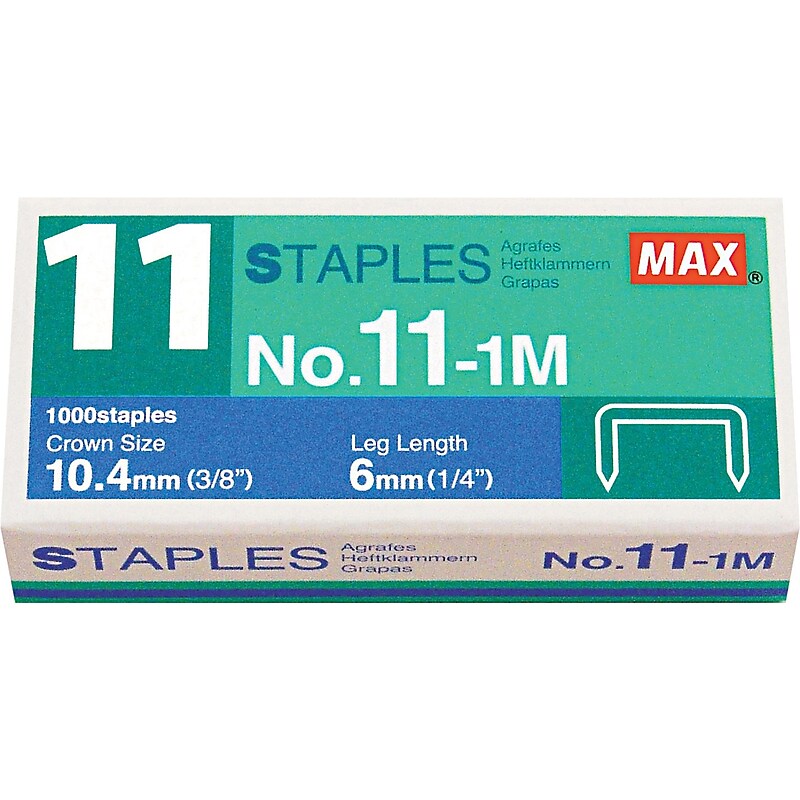No. 11 Mini Staples for HD-11FLK, 1/4" Leg, 3/8"Crown Flat Clinch, 1,000/Bx image 1