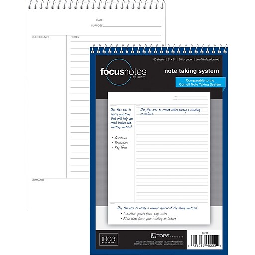 Tops® FocusNotes® Steno Pad, 6" x 9", White, 80 Sheets/Pad (90222) Staples