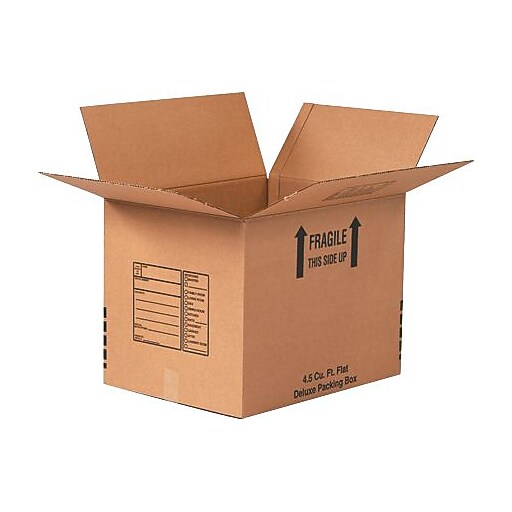 12 (L) x 12 (W) x 12 (H)" Deluxe Moving Boxes, 32 ECT, Brown, 25/Bundle