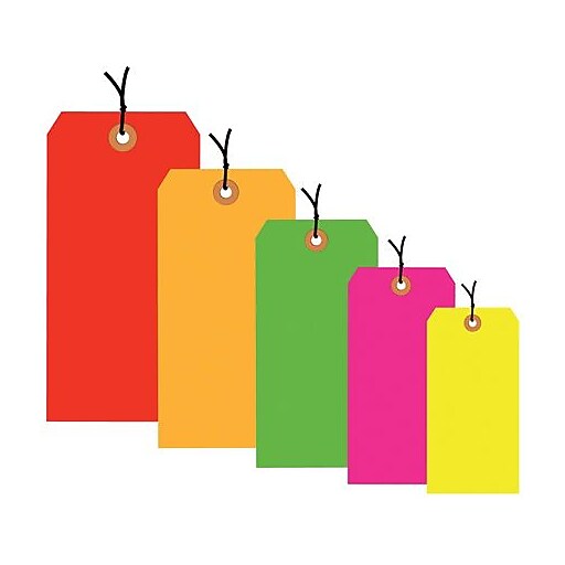 2 3/4" x 1 3/8" Fluorescent Orange 13 Pt. Shipping Tag PreStrung, 1000/Case Staples