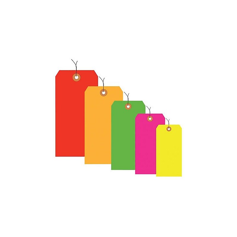Unbranded Tags, 4.25 x 2.13, Fluorescent Yellow, 1000/Carton (G12041A) image 1