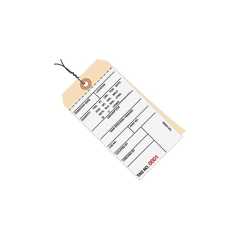6 1/4" x 3 1/8" - (2000-2499) Inventory Tag 2 Part Carbonless # 8 - Pre-Wired, 500/Case image 1