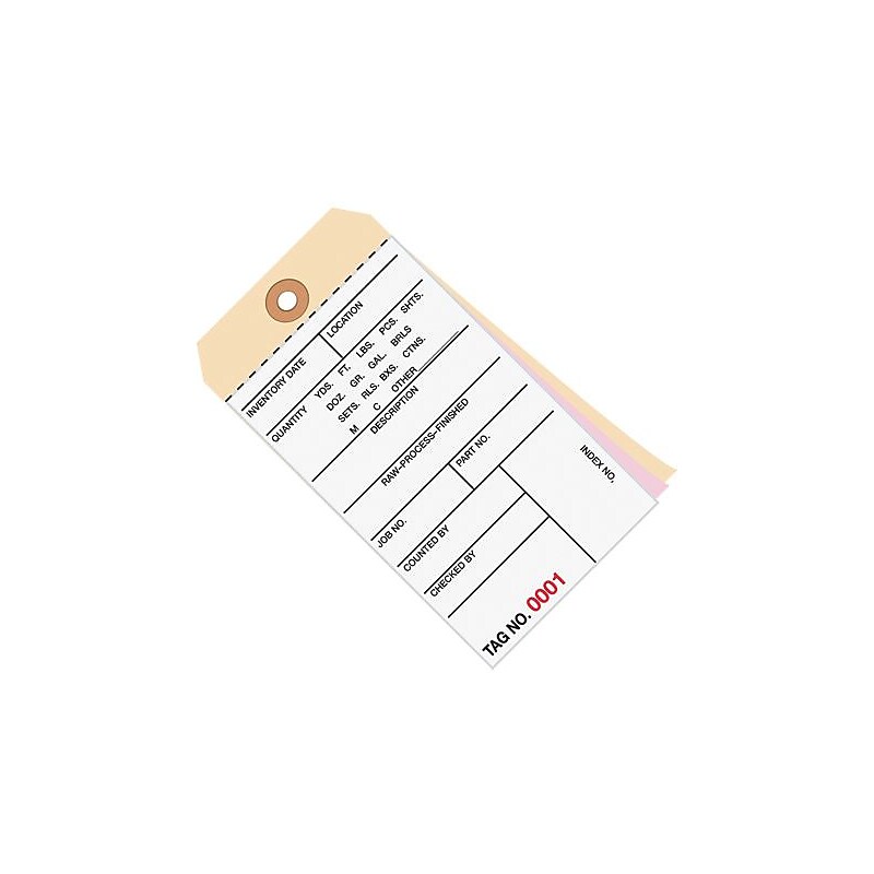 6 1/4" x 3 1/8" - (7000-7499) Inventory Tag 3 Part Carbonless # 8, 500/Case image 1