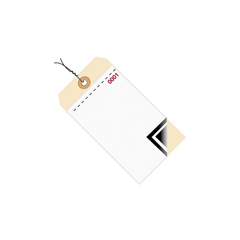 6 1/4" x 3 1/8" - (0001-0499) Inventory Tags 3 Part Blank w/Carbon #8 - Pre-Wired, 500/Case image 1