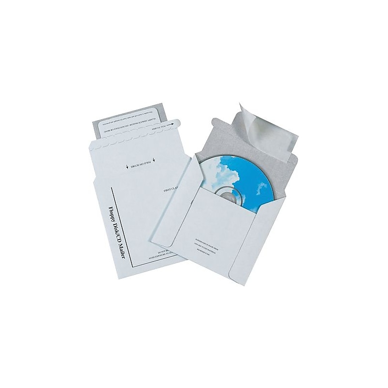 5 1/8" x 5" x 3" Foam Lined CD Mailer, White, 100/Case (MM1150) image 1